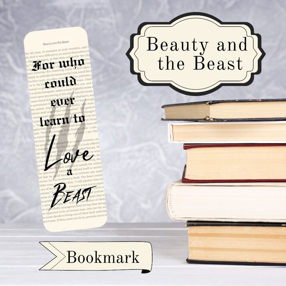 Beauty and the Beast Book Page Bookmark Set, Book Accessories, Bookish